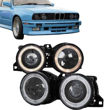 Εικόνα από Μπροστινά Φανάρια Set Για Bmw 3 E30 82-94 Angel Eyes Μαύρα Με Σταυρό H1/H1 Manual